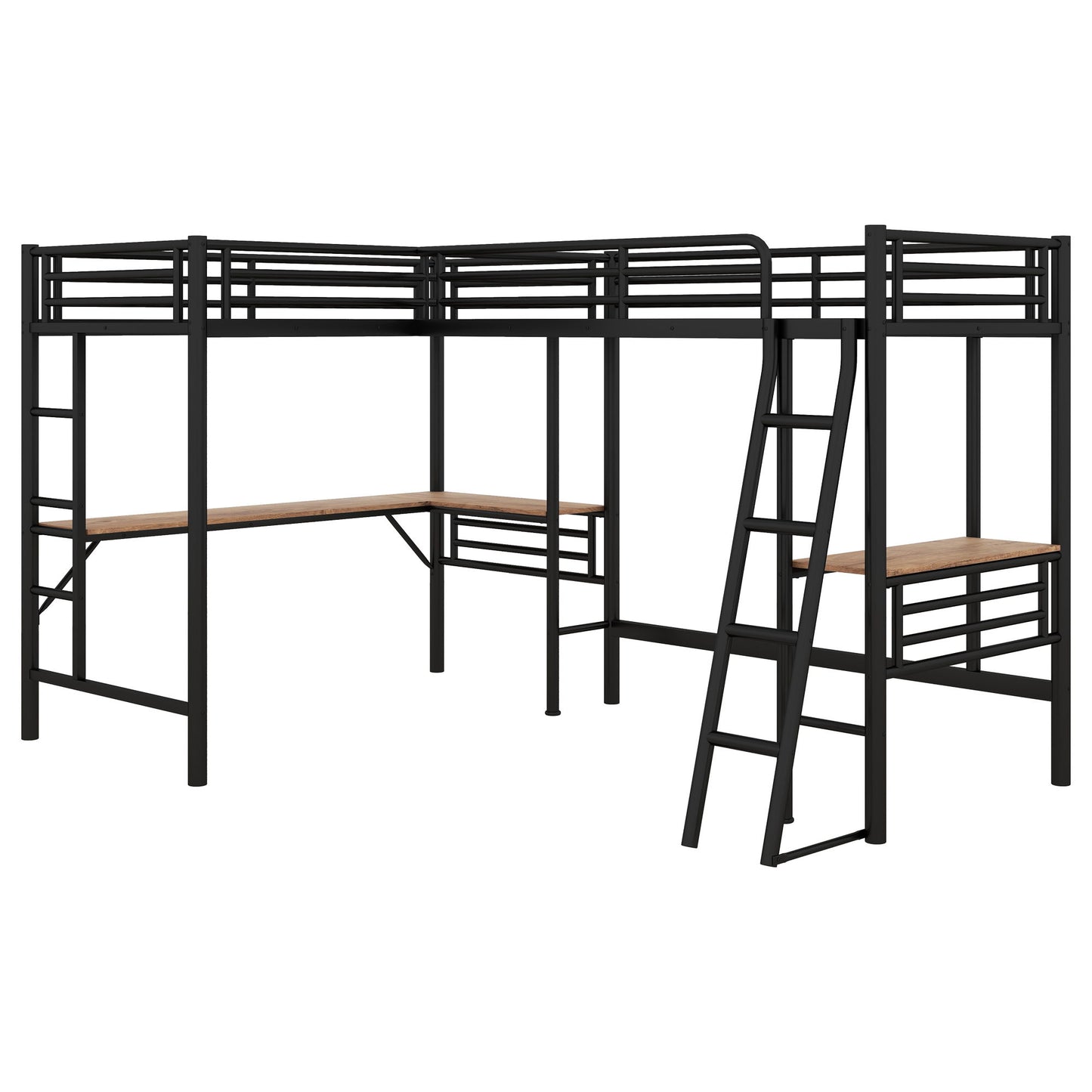 Twin Loft Bed With 2 Built In Desks, Mission Style - Black - The Sleep Loft - Online Mattress Showroom NYC