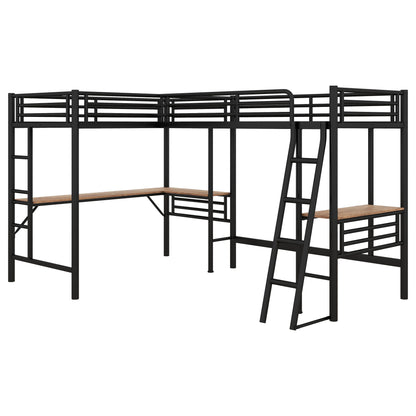 Twin Loft Bed With 2 Built In Desks, Mission Style - Black - The Sleep Loft - Online Mattress Showroom NYC