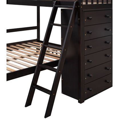Bunk Bed With 6 Drawers And Flexible Shelves, Bottom Bed With Wheels - The Sleep Loft - Online Mattress Showroom NYC