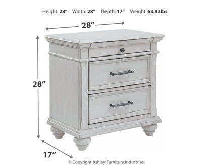 Kanwyn - Three Drawer Night Stand - Whitewash - The Sleep Loft - Online Mattress Showroom NYC