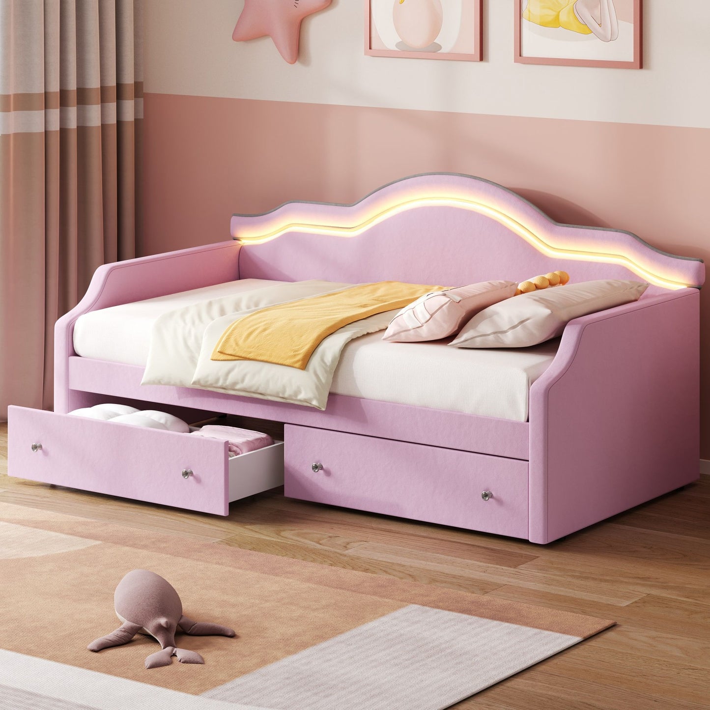 Upholstered Daybed With LED Lights And 2 Drawersme - The Sleep Loft - Online Mattress Showroom NYC