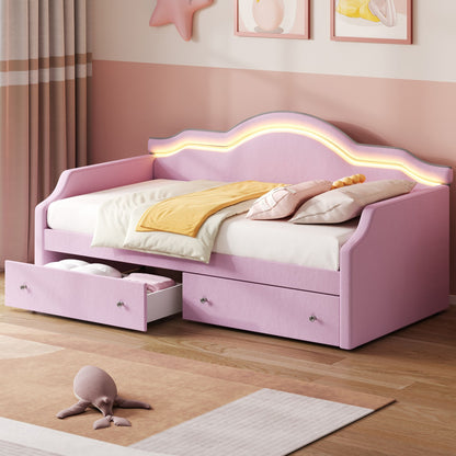 Upholstered Daybed With LED Lights And 2 Drawersme - The Sleep Loft - Online Mattress Showroom NYC