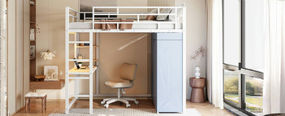 Loft Bed With Desk, Shelves, Power Outlet, LED Light And Wardrobe - The Sleep Loft - Online Mattress Showroom NYC