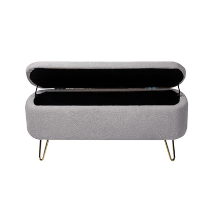Storage Ottoman Bench For End Of Bed Legs, Modern Camel Faux Fur Entryway Bench Upholstered Padded With Storage For Living Room Bedroom - The Sleep Loft - Online Mattress Showroom NYC