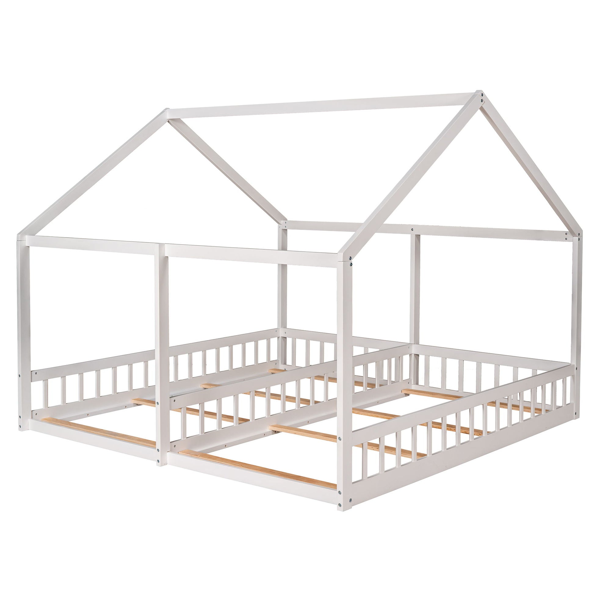 House Platform Beds, 2 Shared Beds, Metal Frame With Guardrails - The Sleep Loft - Online Mattress Showroom NYC