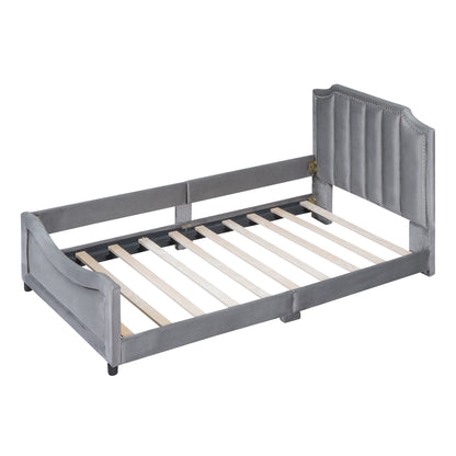 Upholstered Daybed With Classic Stripe Shaped Headboard - The Sleep Loft - Online Mattress Showroom NYC