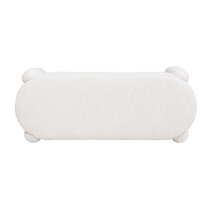 Hugo - Oval Fully Upholstered Bench - Milk Cream White - The Sleep Loft - Online Mattress Showroom NYC