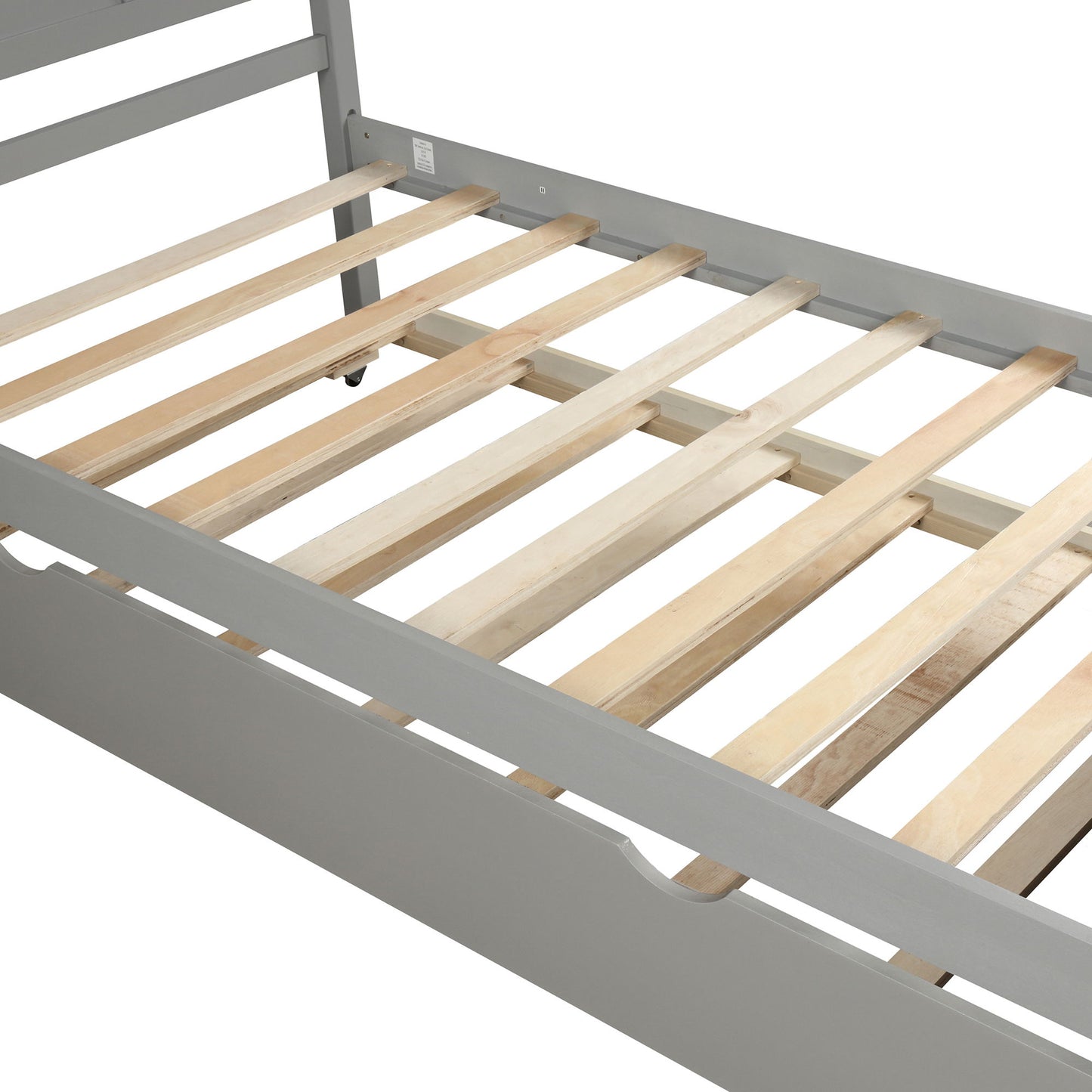 Platform Bed With Twin Trundle And Frame, Twin Size - Gray - The Sleep Loft - Online Mattress Showroom NYC
