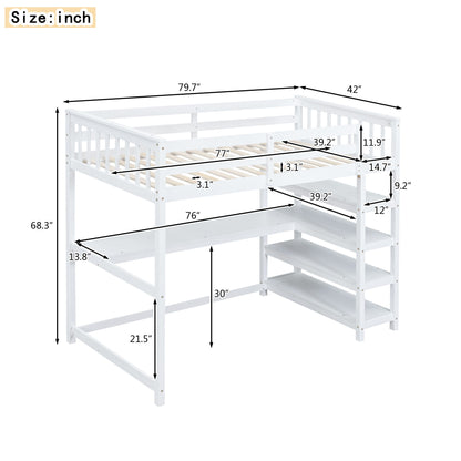 Loft Bed With Storage Shelves And Under Bed Desk - The Sleep Loft - Online Mattress Showroom NYC