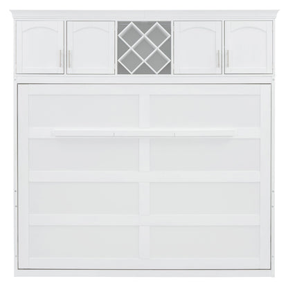 Murphy Wall Bed With Top Cabinets & Wine Rack - The Sleep Loft - Online Mattress Showroom NYC