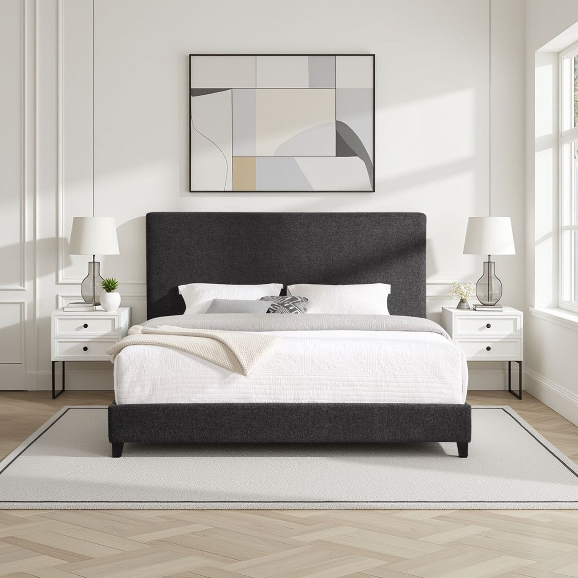 Boucle Upholstered Platform Bed - The Sleep Loft - Online Mattress Showroom NYC