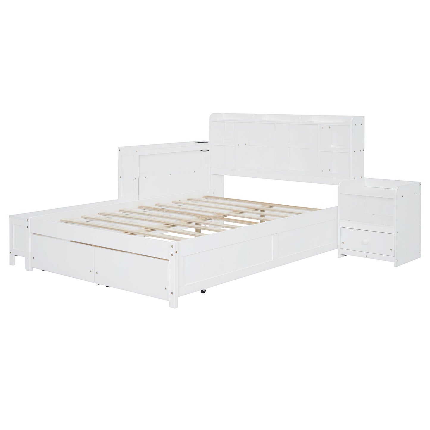 Platform Bed With Multi Functional Storage Space, Nightstand, 2 Drawers, USB Ports And Desk - The Sleep Loft - Online Mattress Showroom NYC