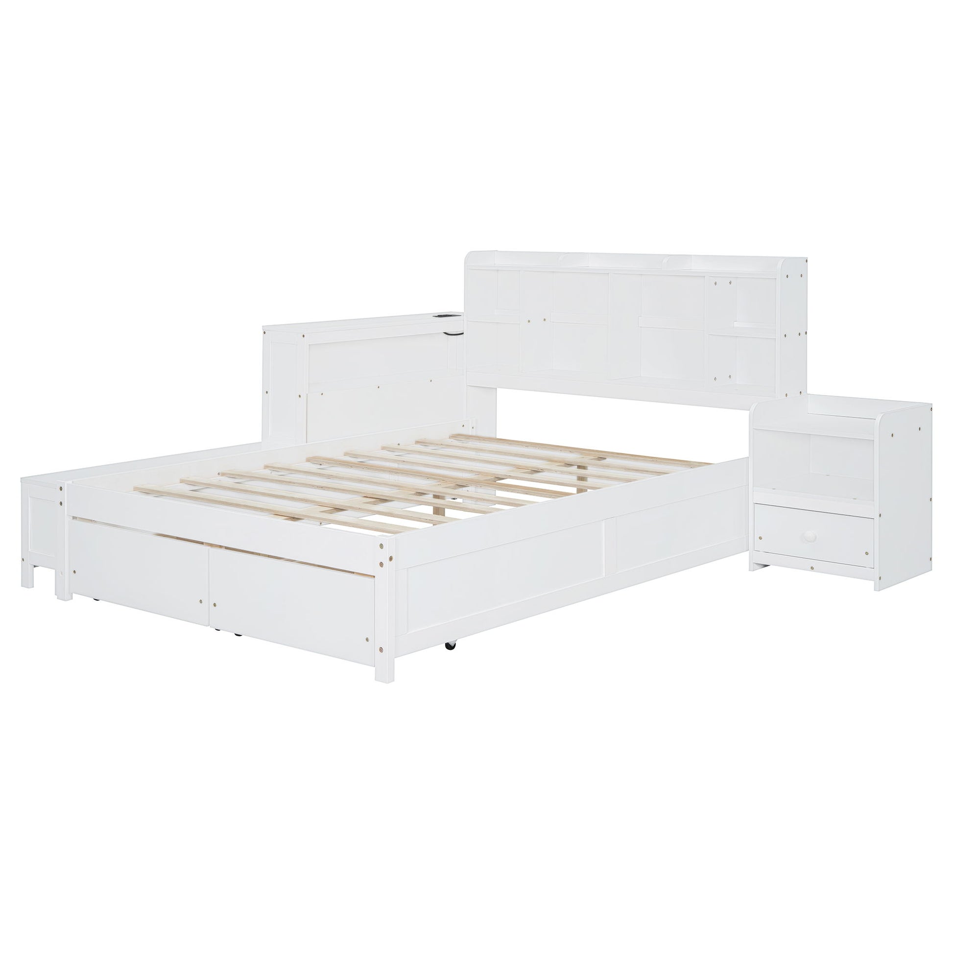 Platform Bed With Multi Functional Storage Space, Nightstand, 2 Drawers, USB Ports And Desk - The Sleep Loft - Online Mattress Showroom NYC