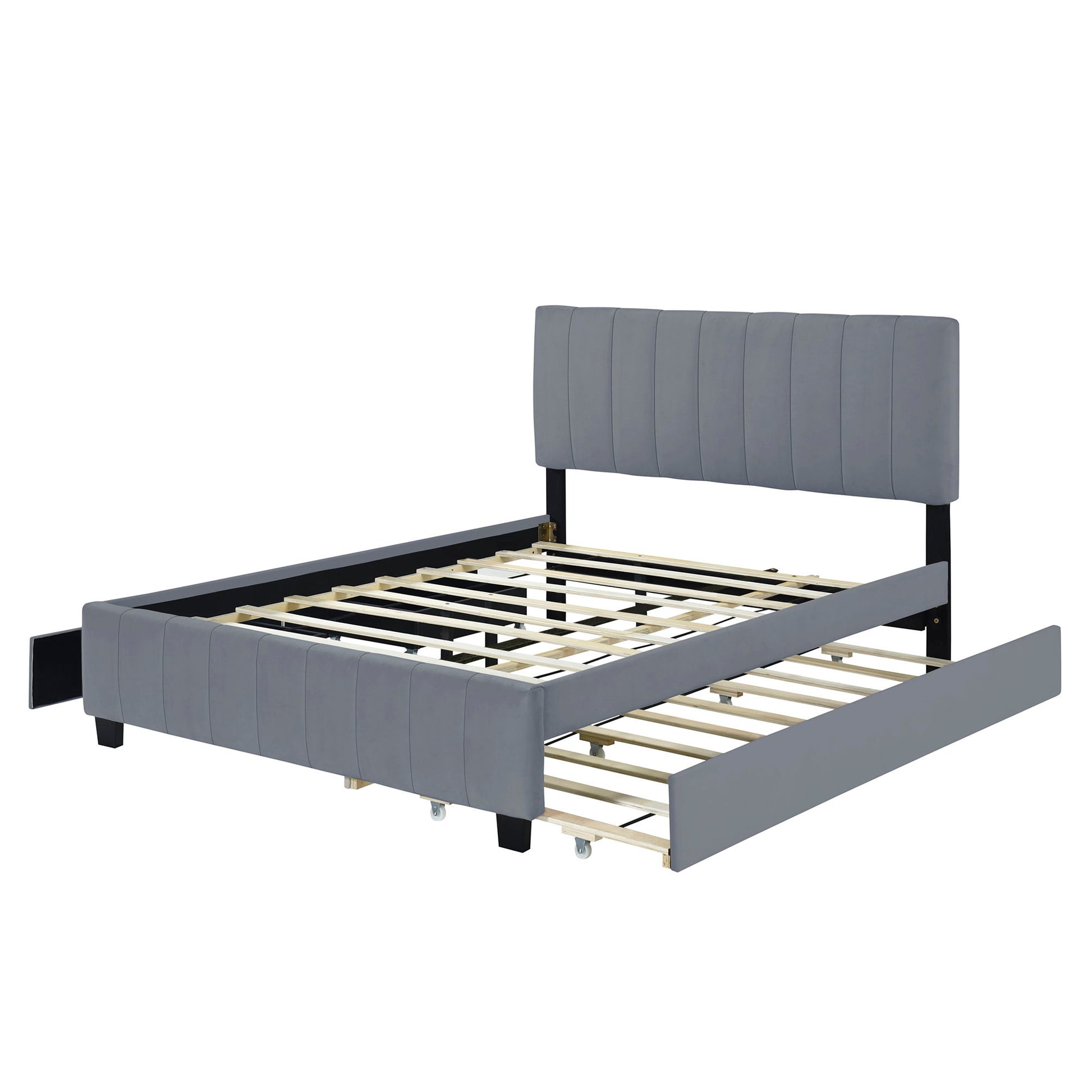 Platform UpholsteredBed With 2 Drawers And Twin Long Trundle - The Sleep Loft - Online Mattress Showroom NYC