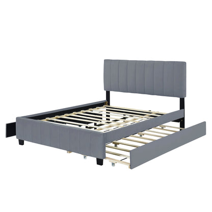 Platform UpholsteredBed With 2 Drawers And Twin Long Trundle - The Sleep Loft - Online Mattress Showroom NYC