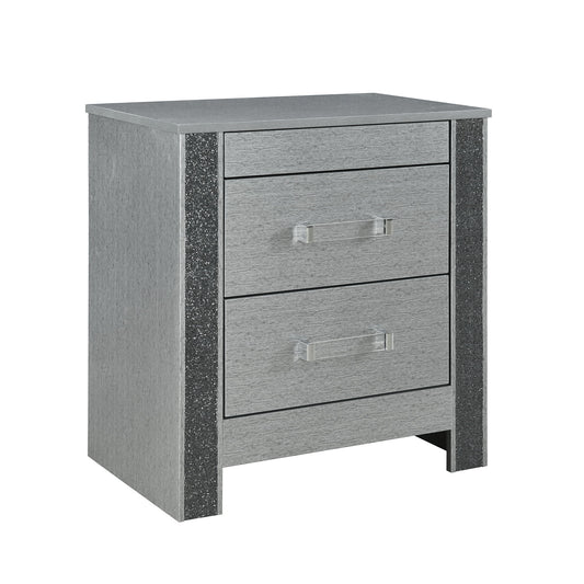 Lorenzo - Nightstand With Hidden Compartment And Handles - Silver - The Sleep Loft - Online Mattress Showroom NYC