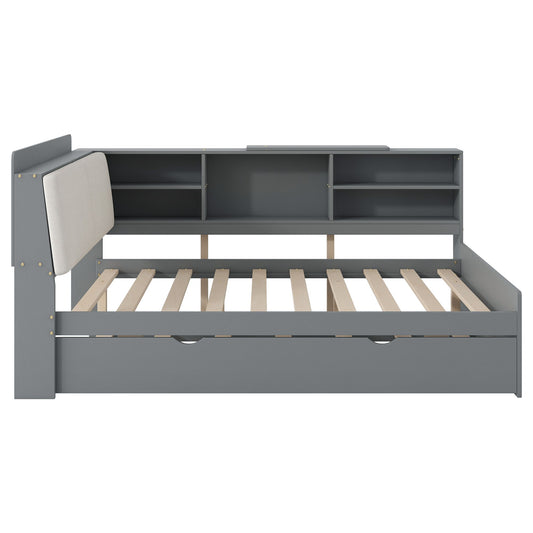 Platform Bed With Trundle, Shelves, And Storage Headboard - The Sleep Loft - Online Mattress Showroom NYC