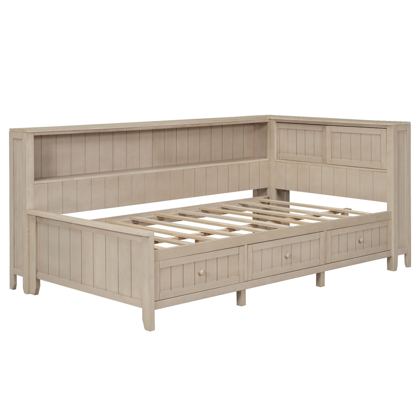Daybed With Storage Shelves And 3 Drawers - The Sleep Loft - Online Mattress Showroom NYC