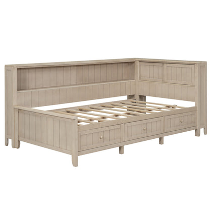 Daybed With Storage Shelves And 3 Drawers - The Sleep Loft - Online Mattress Showroom NYC
