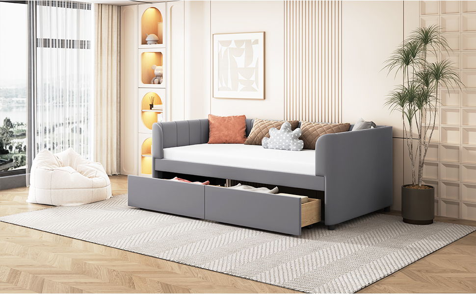 Upholstered Daybed With Ergonomic Design Backrest - The Sleep Loft - Online Mattress Showroom NYC