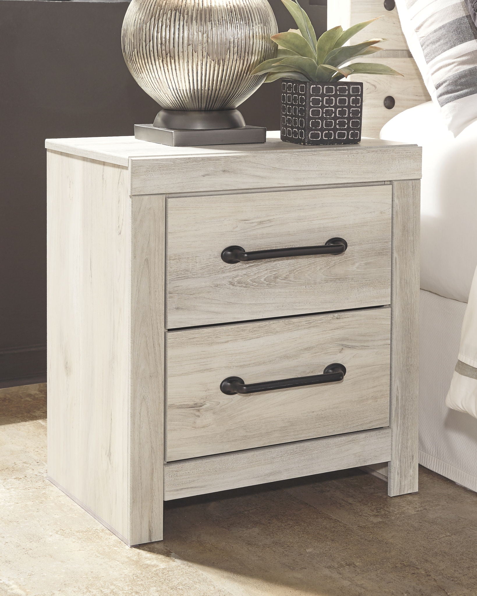 Cambeck - Two Drawer Night Stand - Whitewash - The Sleep Loft - Online Mattress Showroom NYC