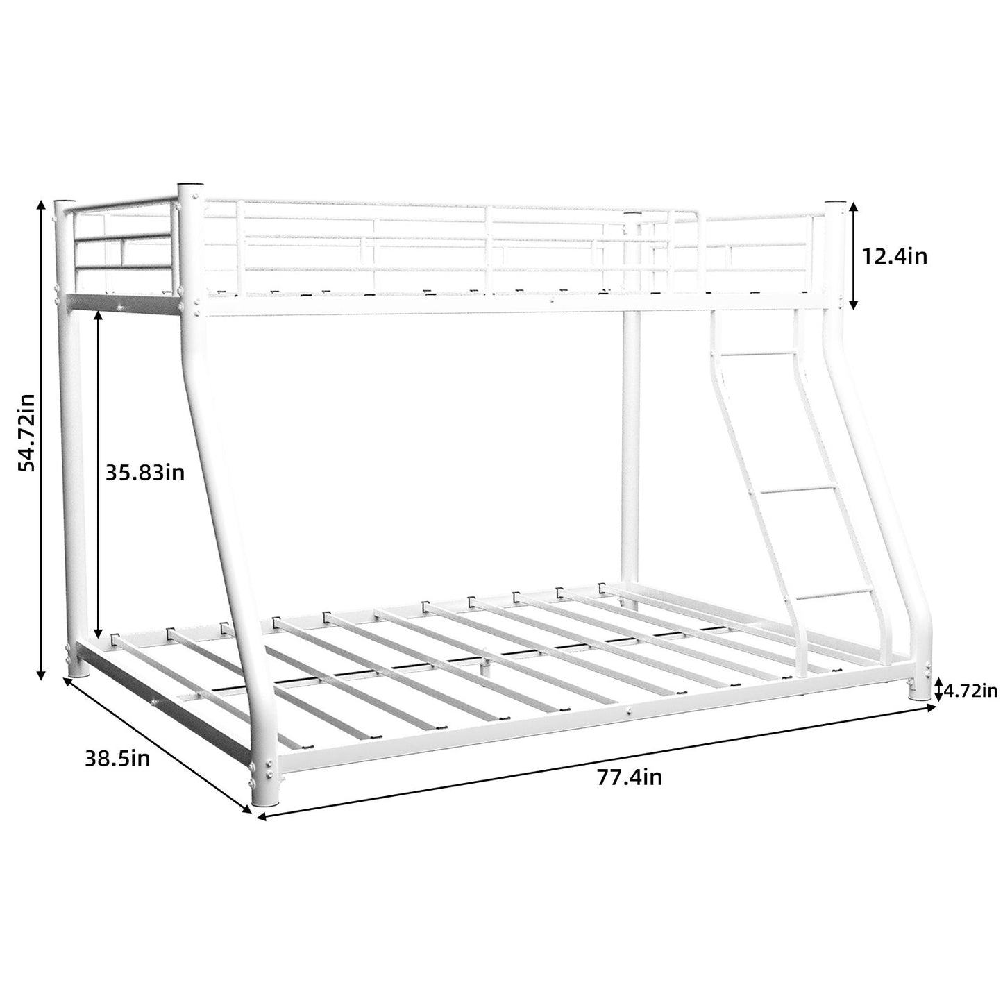 Bunk Bed Frame With Ladder And Guardrail, Heavy Duty Noise Free Design Metal Construction - The Sleep Loft - Online Mattress Showroom NYC