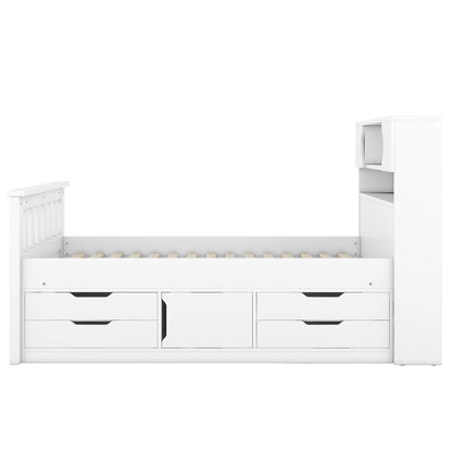 Captain Platform Bed Frame With Storage Bookcases, Shelves, And 4 Drawers - The Sleep Loft - Online Mattress Showroom NYC