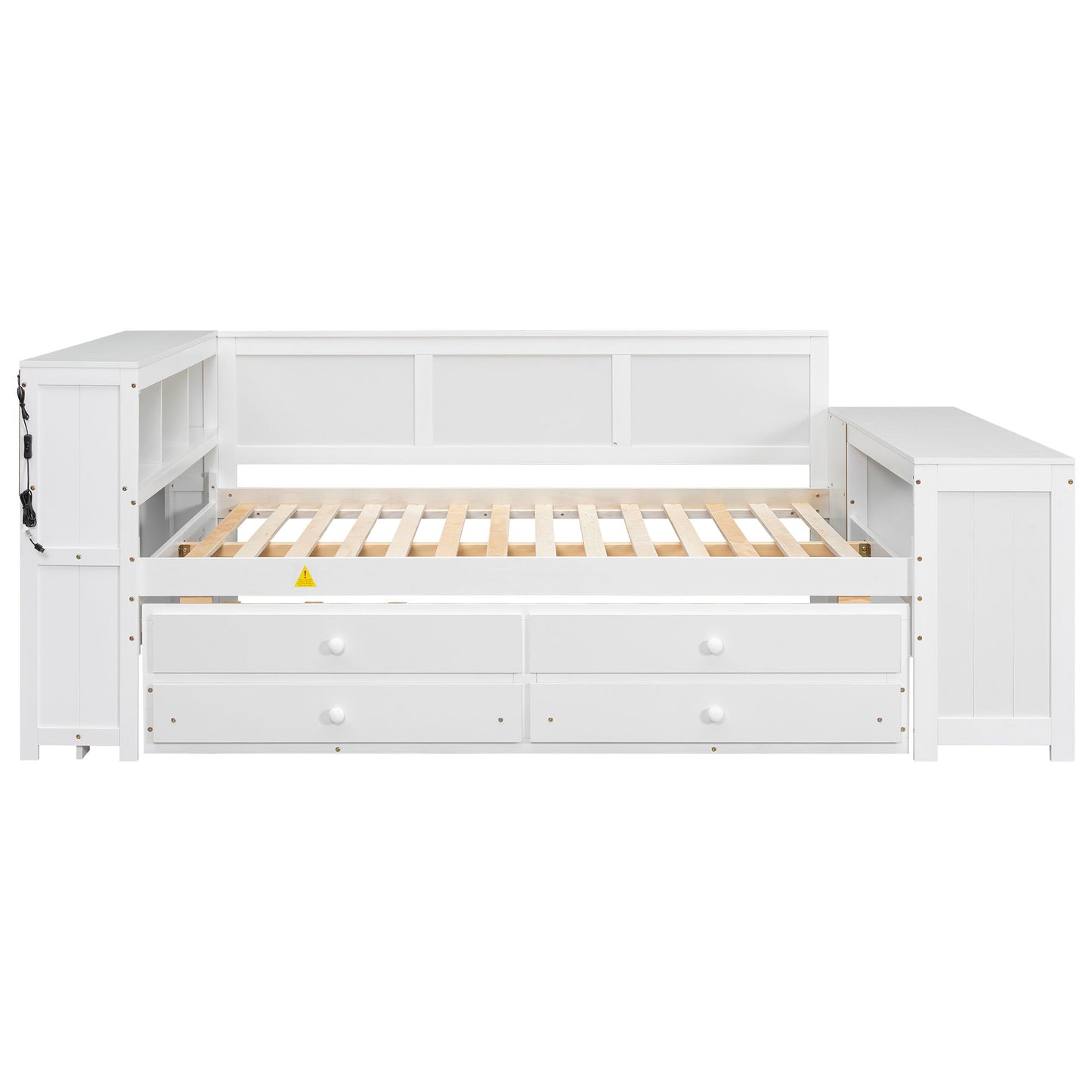 Daybed With Storage Shelves, Drawers, Trundle, Charging Station, LED Light, Desk And Cabinet - The Sleep Loft - Online Mattress Showroom NYC