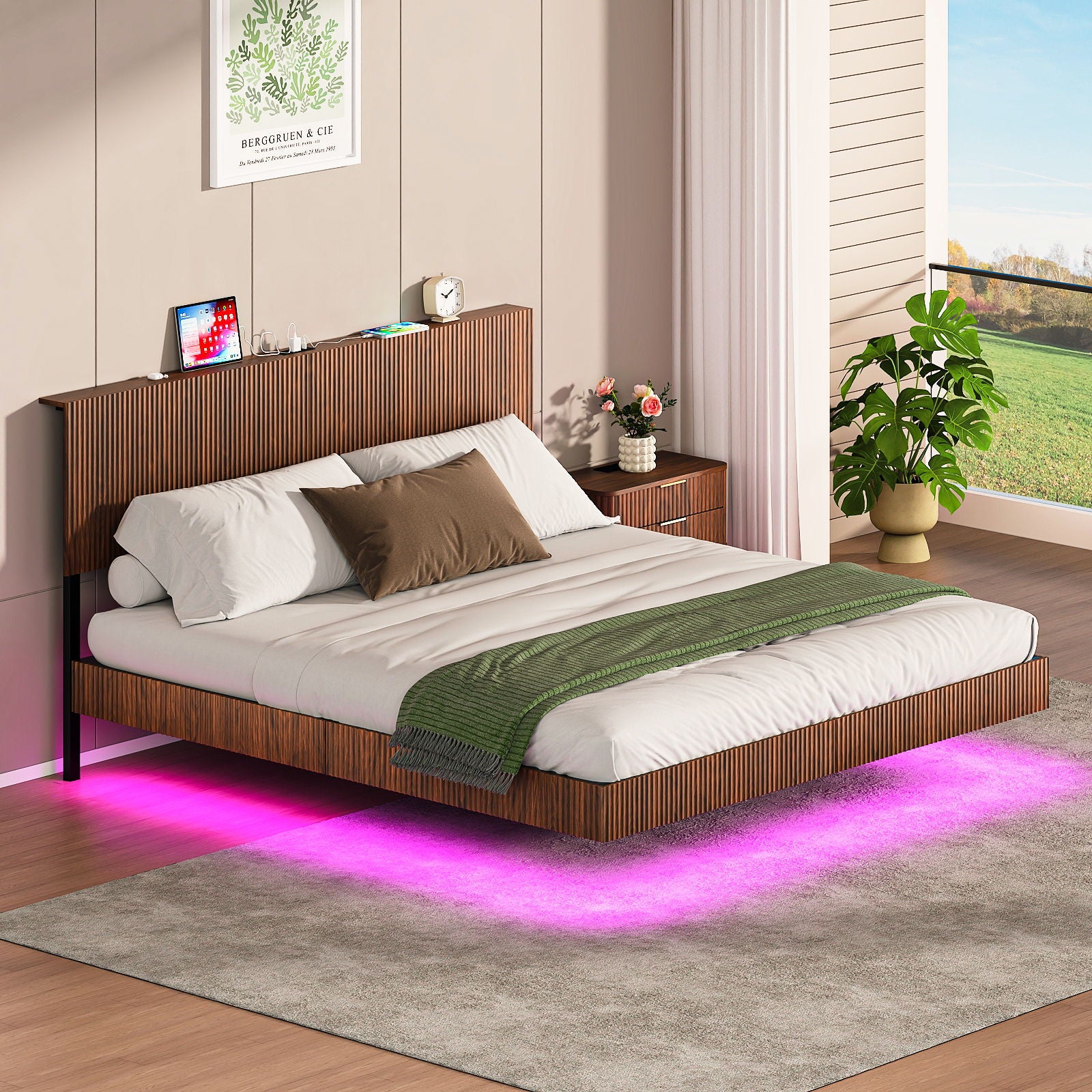 Floating Bedstead With Charging Station And LED Lights - The Sleep Loft - Online Mattress Showroom NYC