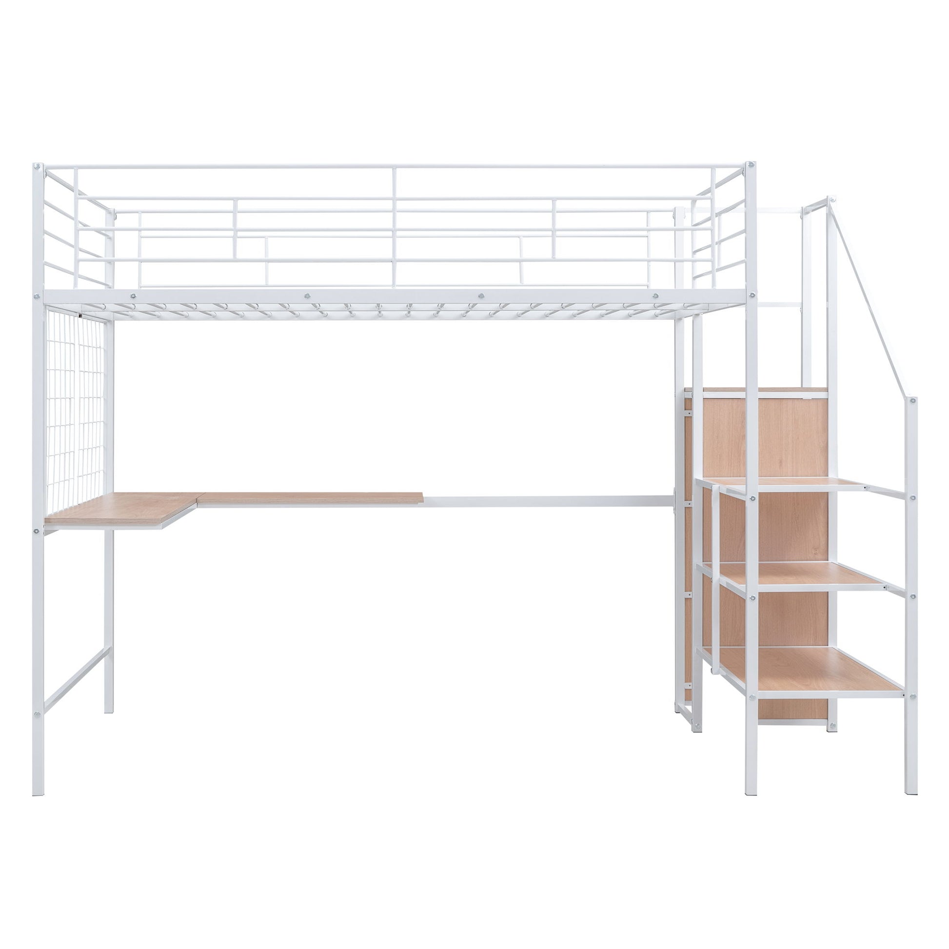Loft Bed With Desk And Grid, Stylish Frame With Lateral Storage Ladder And Wardrobe - The Sleep Loft - Online Mattress Showroom NYC