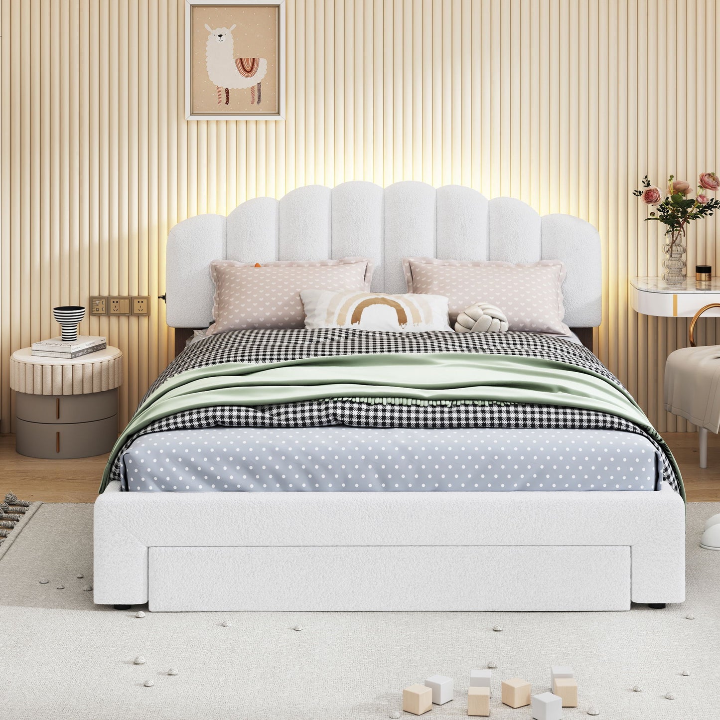 Upholstered Platform Bed With Drawer - The Sleep Loft - Online Mattress Showroom NYC