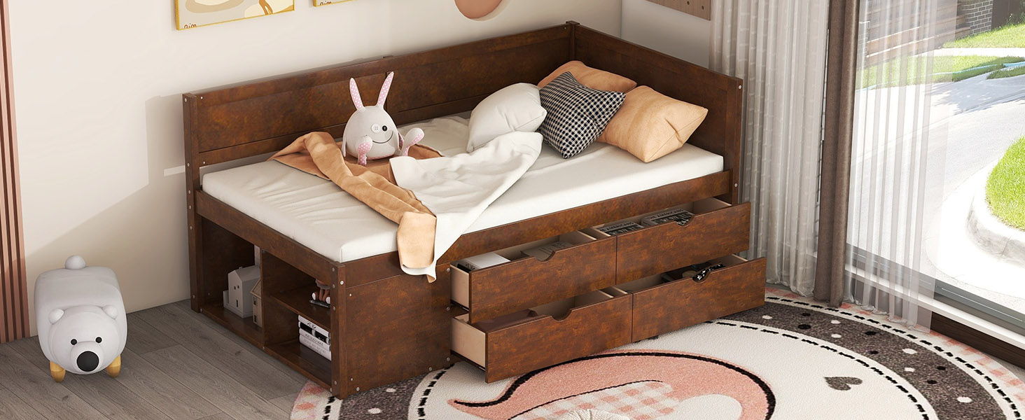 Daybed With Drawers And Shelves - The Sleep Loft - Online Mattress Showroom NYC