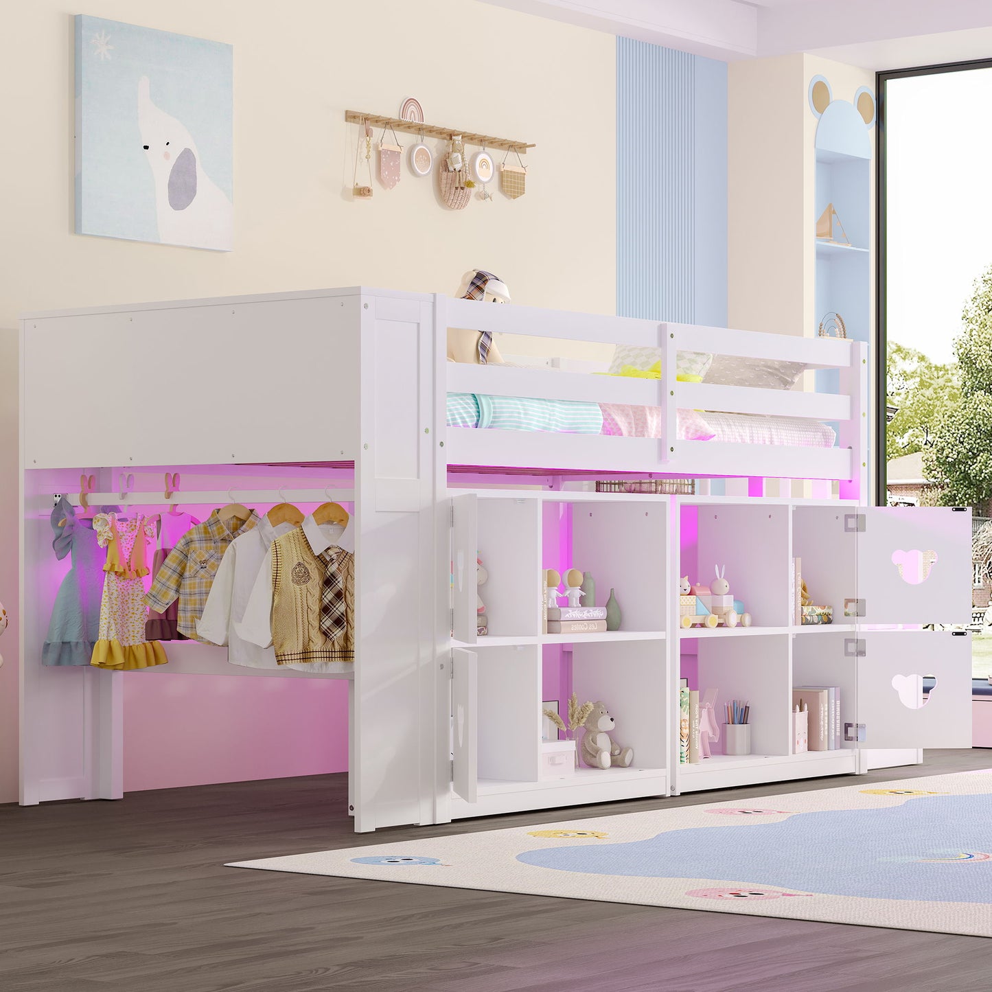 Loft Bed With Storage Cabinets, Staircase Drawers & LED Lights - The Sleep Loft - Online Mattress Showroom NYC