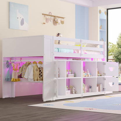 Loft Bed With Storage Cabinets, Staircase Drawers & LED Lights - The Sleep Loft - Online Mattress Showroom NYC