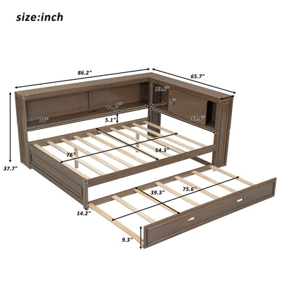 Daybed With Storage Shelves, LED, USB, And Trundle - The Sleep Loft - Online Mattress Showroom NYC