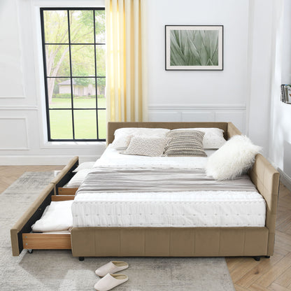Mid-Century Storage Upholstered Tufted Bed Frame With Backrest And Armrests - The Sleep Loft - Online Mattress Showroom NYC