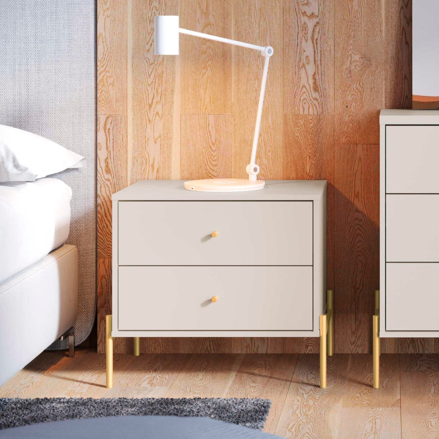 Jasper - Nightstand With 2 Drawers - Off White - The Sleep Loft - Online Mattress Showroom NYC