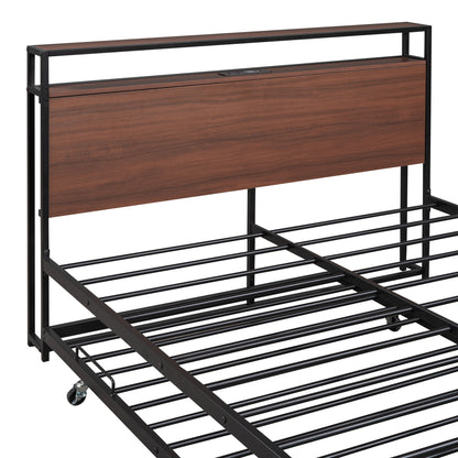 Platform Bed Frame With Trundle, USB Ports And Slat Support, No Box Spring Needed - The Sleep Loft - Online Mattress Showroom NYC