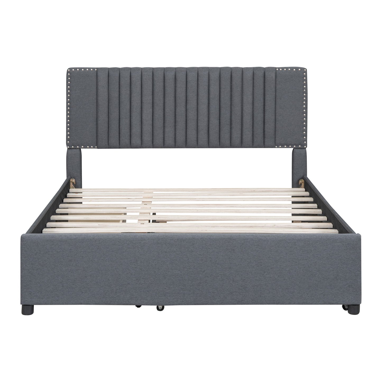 Upholstered Platform Bed With Drawers, Classic Headboard Design - The Sleep Loft - Online Mattress Showroom NYC