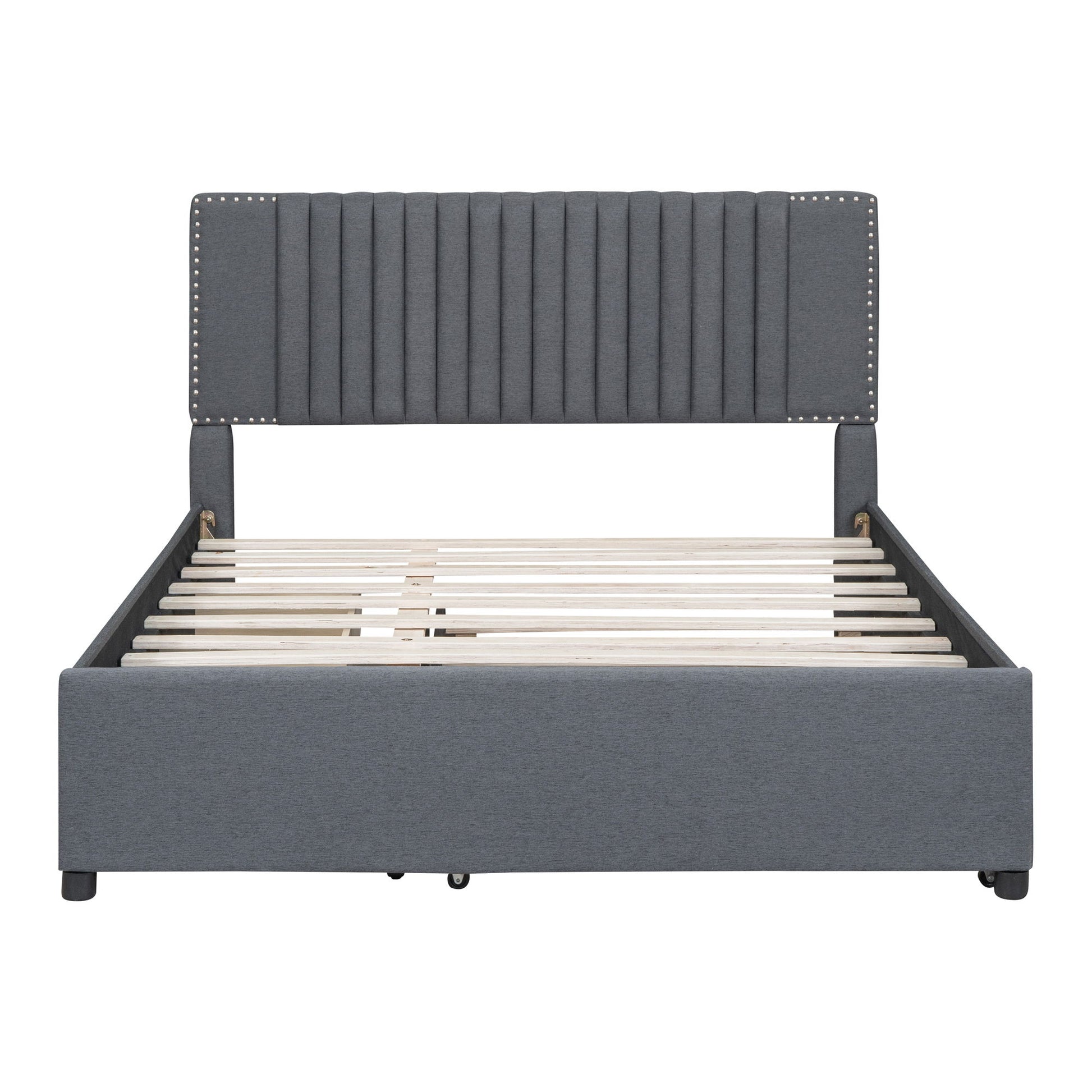 Upholstered Platform Bed With Drawers, Classic Headboard Design - The Sleep Loft - Online Mattress Showroom NYC