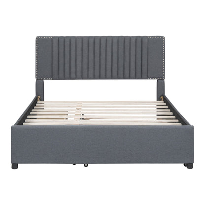Upholstered Platform Bed With Drawers, Classic Headboard Design - The Sleep Loft - Online Mattress Showroom NYC