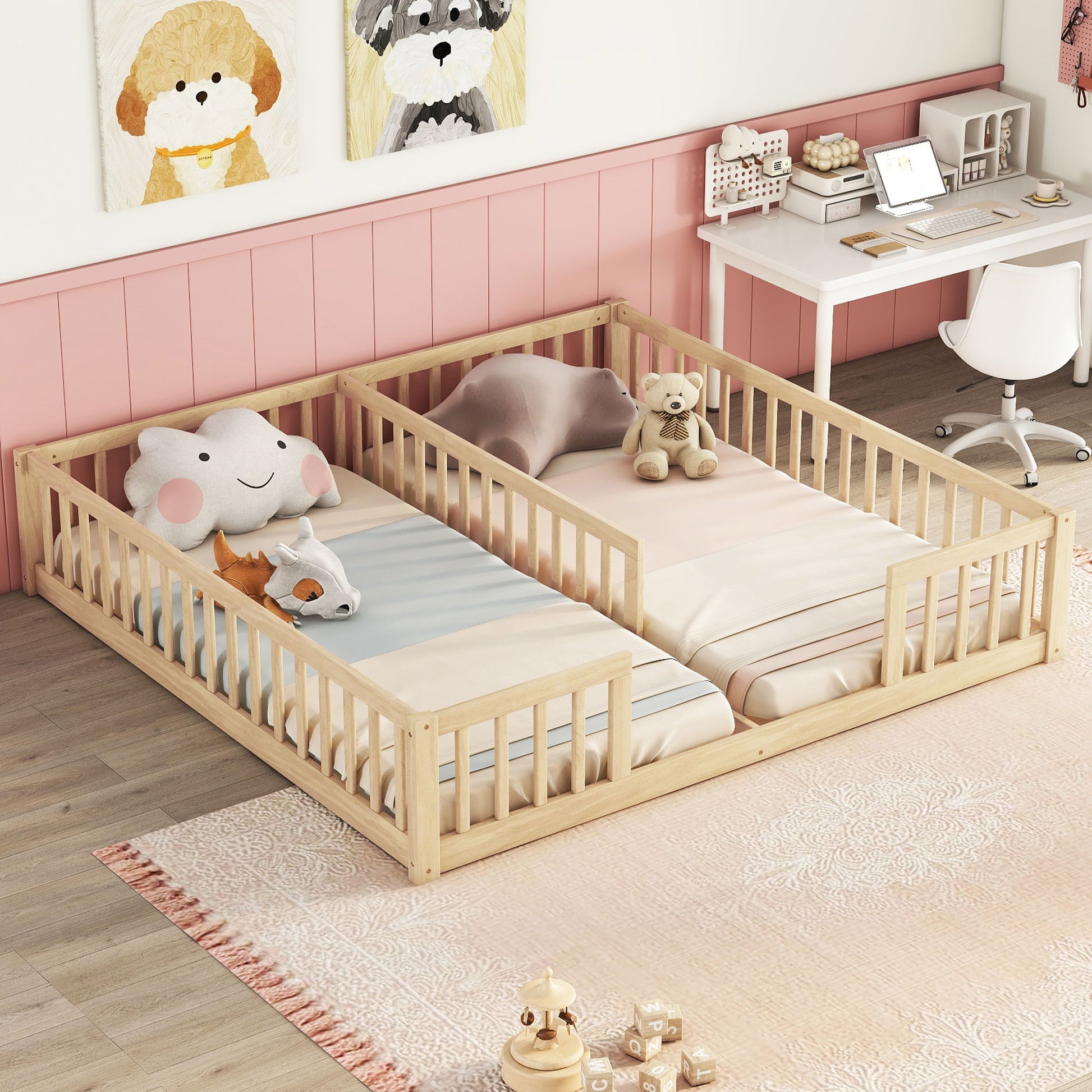 Double Floor Bed With Fence, Guardrails, Without Door - The Sleep Loft - Online Mattress Showroom NYC