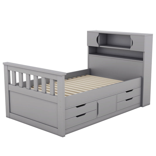 Captain Platform Bed Frame With Storage Bookcases, Shelves, And 4 Drawers - The Sleep Loft - Online Mattress Showroom NYC