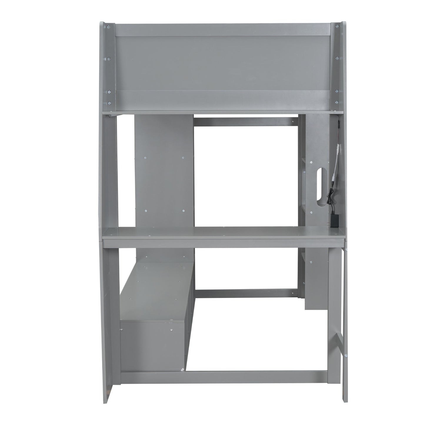 Gaming Loft Bed With Desk, Multi Storage Shelves, LED Lighting, And Hanging Clothes Rack - The Sleep Loft - Online Mattress Showroom NYC