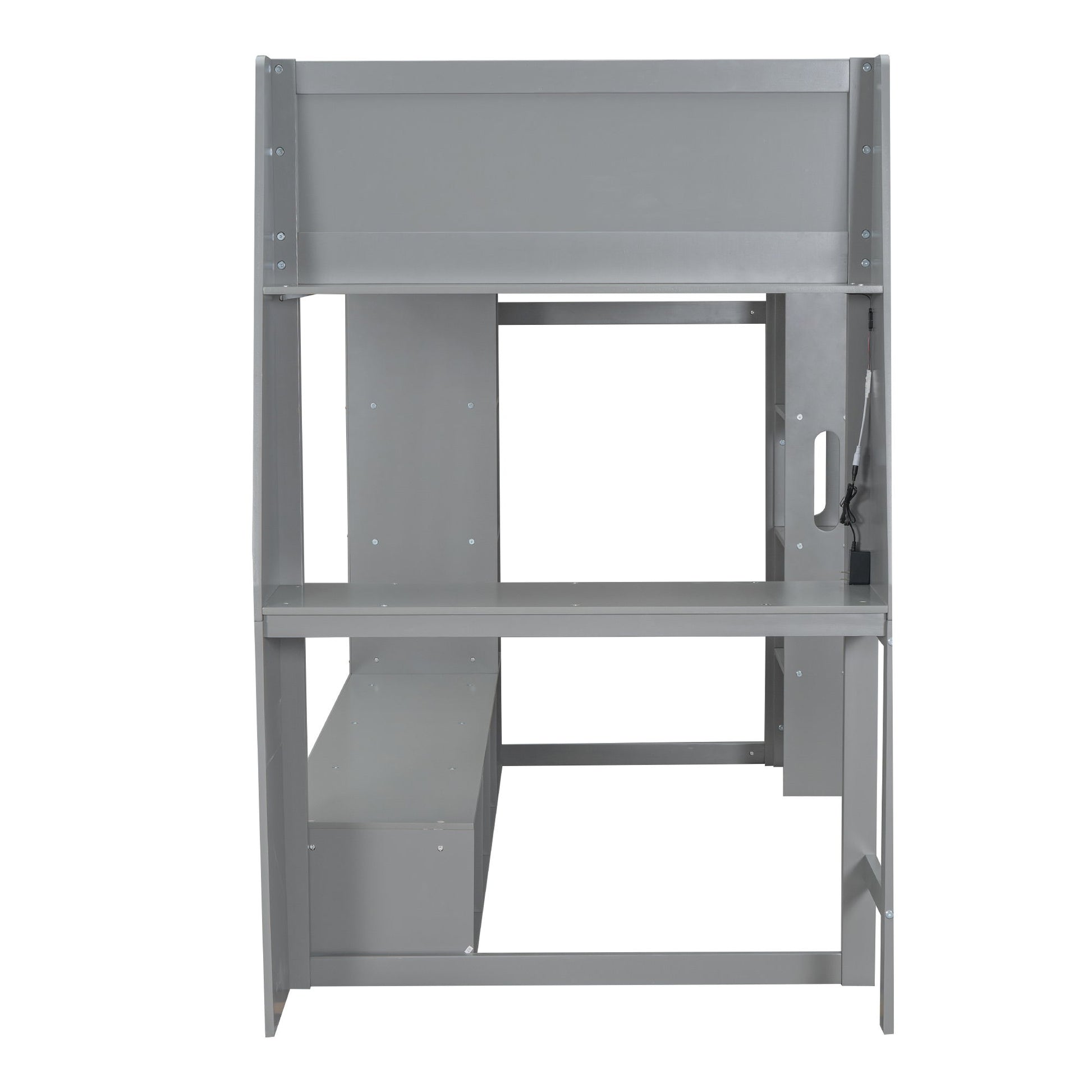 Gaming Loft Bed With Desk, Multi Storage Shelves, LED Lighting, And Hanging Clothes Rack - The Sleep Loft - Online Mattress Showroom NYC