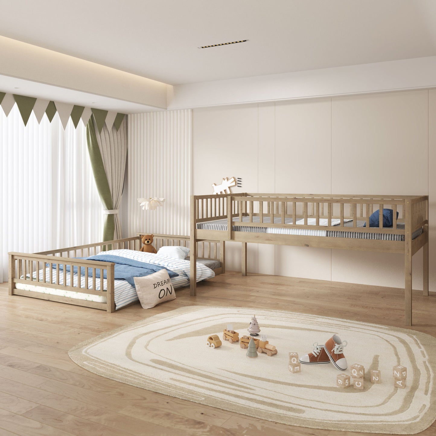Bunk Bed With Ladder And Guardrails - The Sleep Loft - Online Mattress Showroom NYC