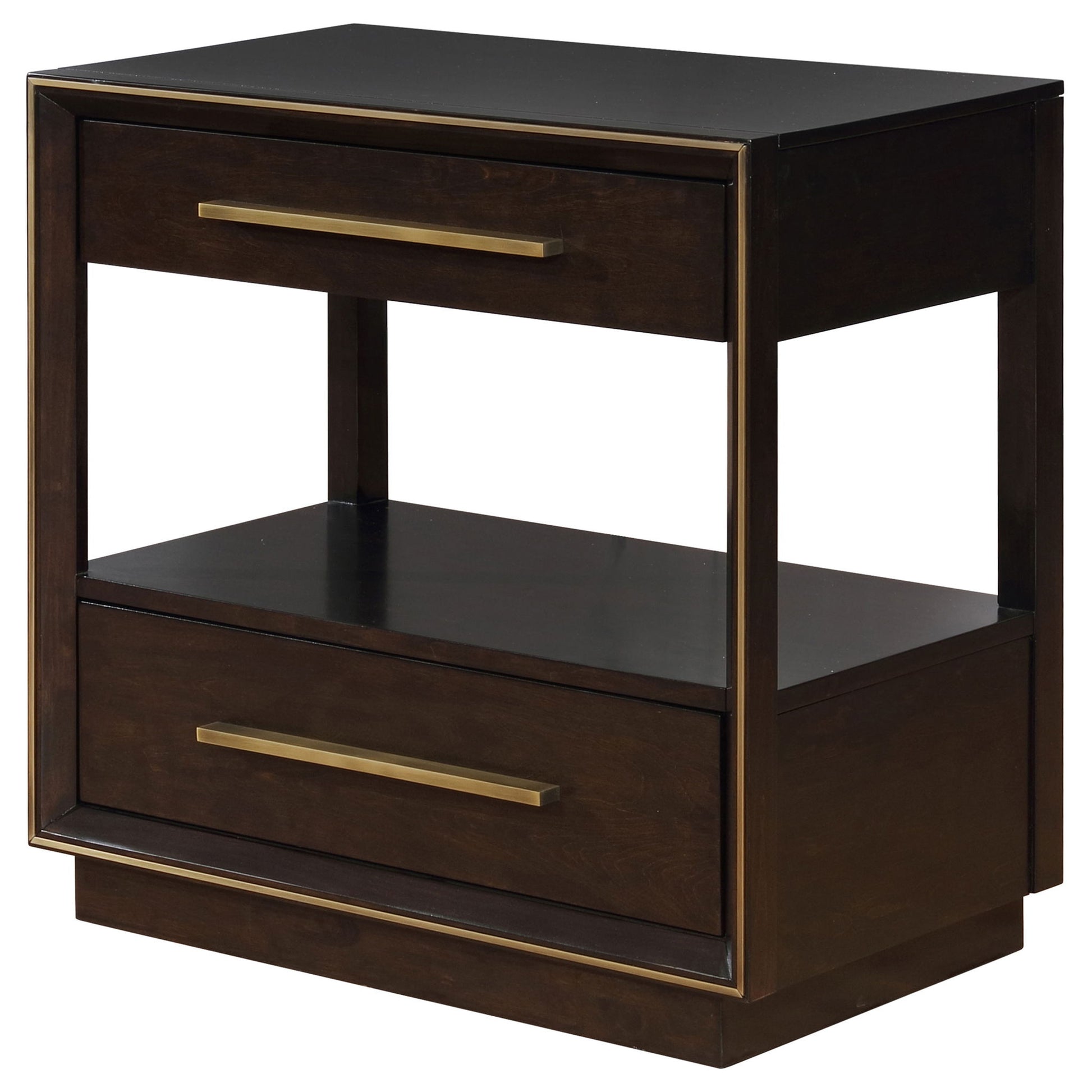 2 Drawer Nightstand With Trim And USB Charging - Brown - The Sleep Loft - Online Mattress Showroom NYC