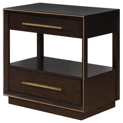 2 Drawer Nightstand With Trim And USB Charging - Brown - The Sleep Loft - Online Mattress Showroom NYC