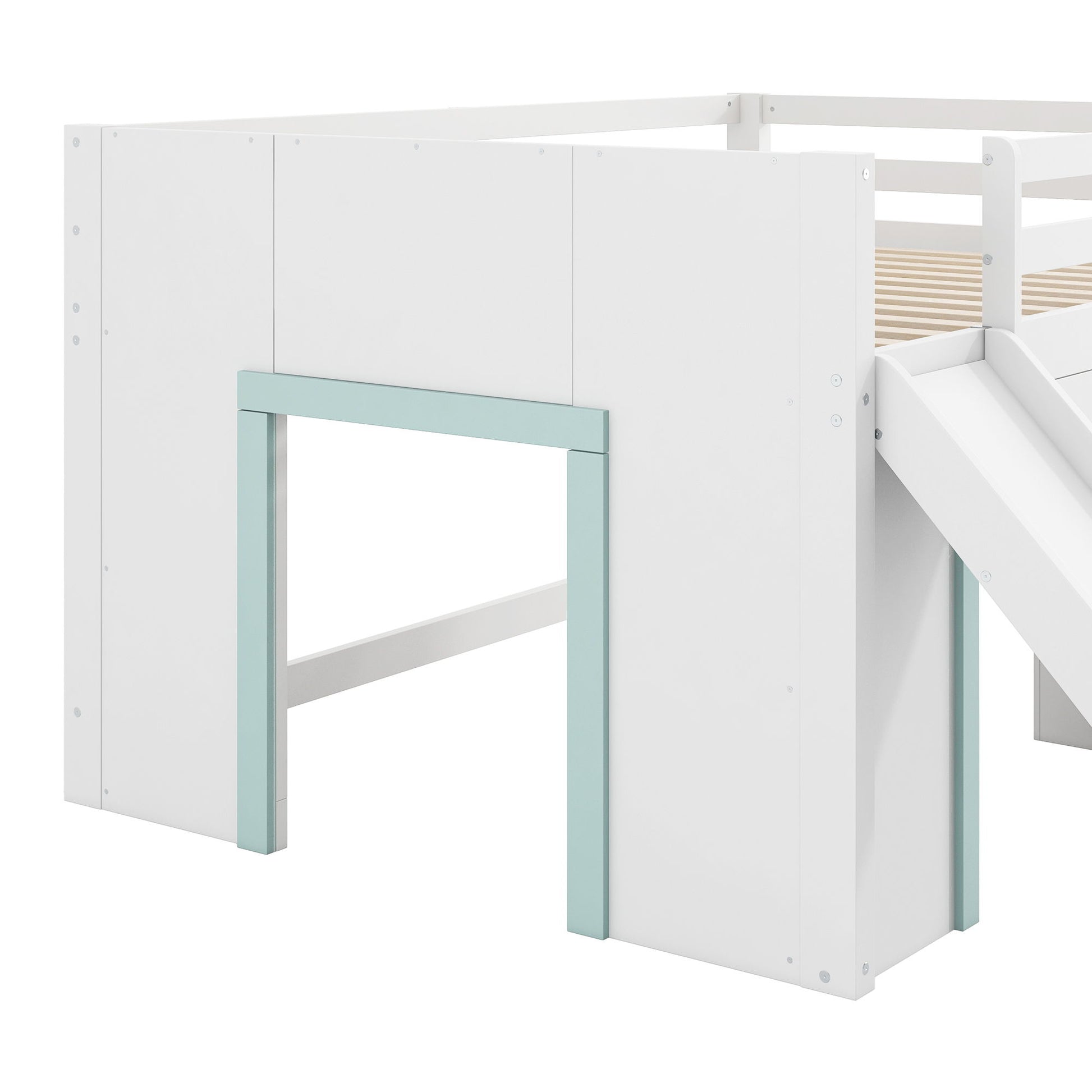 Modern Low Loft Bed With Slide, 3 Storage Drawers, And 2 Doors - The Sleep Loft - Online Mattress Showroom NYC