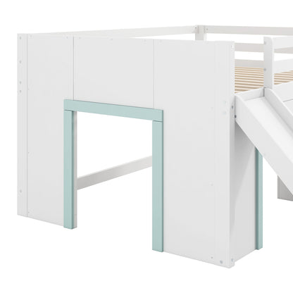 Modern Low Loft Bed With Slide, 3 Storage Drawers, And 2 Doors - The Sleep Loft - Online Mattress Showroom NYC